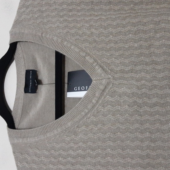 Geoffrey Beene sweater knit vest pullover men beige v-neck XL Y2K.Grandpa soft - Picture 2 of 6